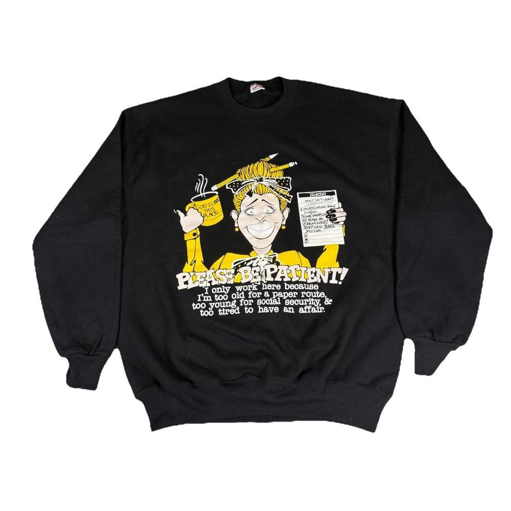 Vintage Comedy Pullover Sweatshirt Black Deadstock Parody Men’s XL